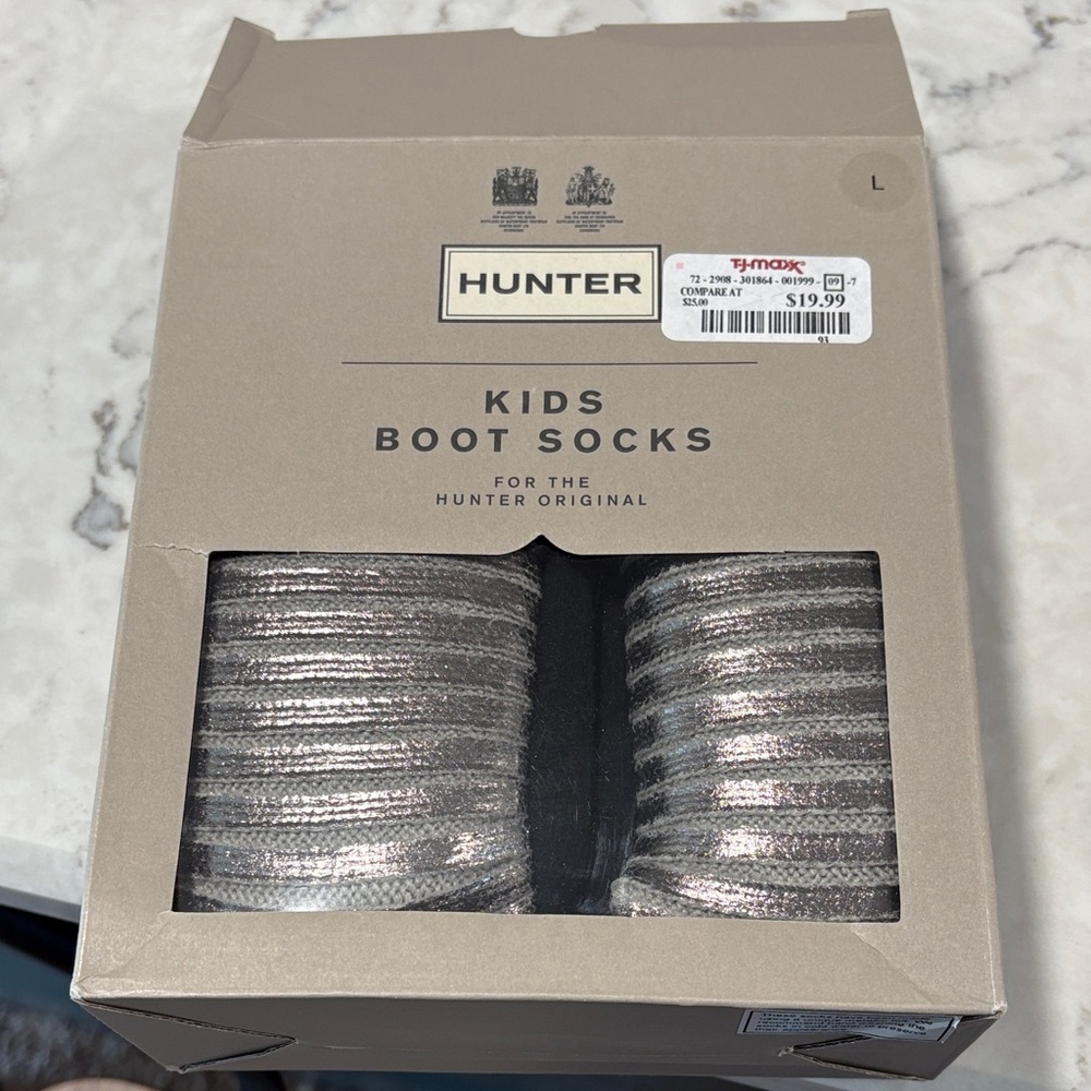 Hunter Kids Metallic Striped Boot Socks - Silver